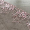 Pizzo Ricamato Floreale Rosa Pastello e Bianco
