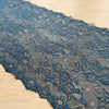 Pizzo Elastico Chantilly Blu Petrolio a Motivo Floreale