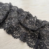 Pizzo Elastico Nero con Frange e Doppia Smerlatura
