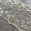 Pizzo Ricamato a Fiori Bianco e Giallo Lime