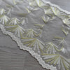 Pizzo Ricamato a Fiori Bianco e Giallo Lime