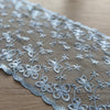 Pizzo Celeste Ricamato a Farfalle e Fiori su Tulle