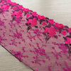 Pizzo Ricamato Rose Fucsia e Nero su Tulle