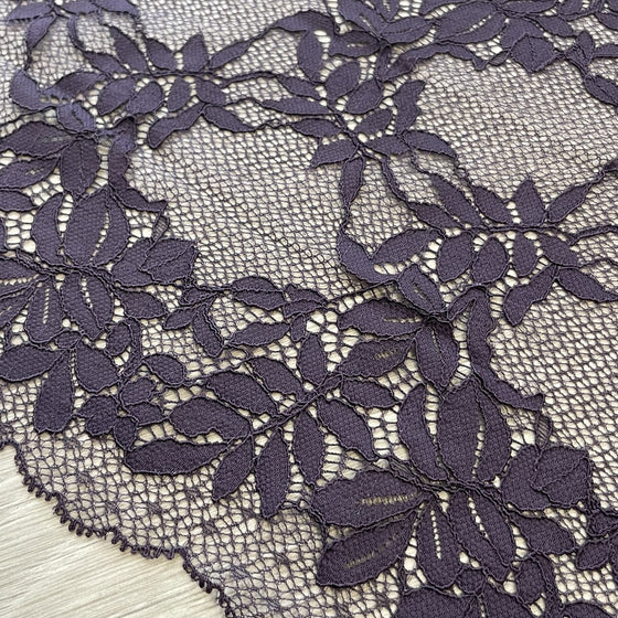 Pizzo elastico floreale viola