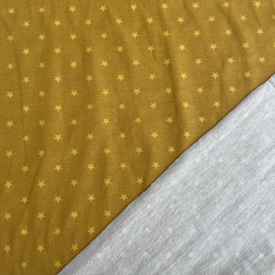 jersey giallo, jersey con stelle, tessuto elastico, tessuto giallo con stelle