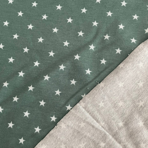 jersey verde, jersey con stelle, tessuto elastico con stelle, tessuto elastico verde