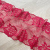 pizzo rosso, pizzo ricamato, pizzo floreale, pizzo per intimo, sartoria, handmade, su misura, tessuti