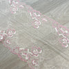 pizzo smerlato, pizzo rosa e bianco, pizzo metallizzato, pizzo floreale, pizzo per sartoria, merceria, handmade, tessuti