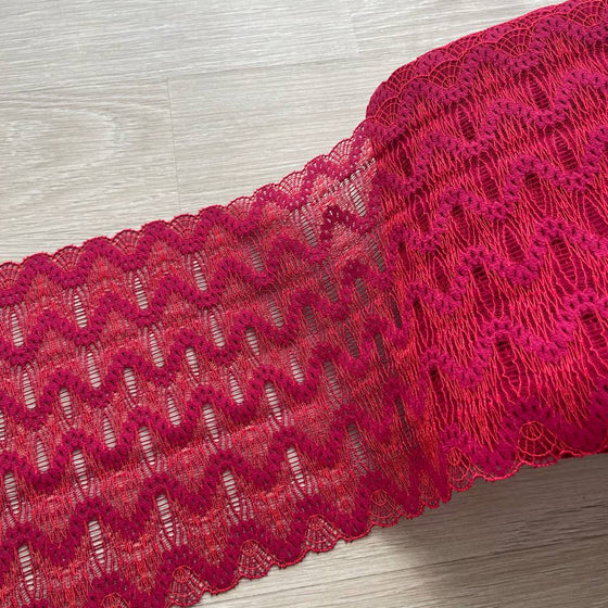 Pizzo elastico a fascia bordeaux e arancione