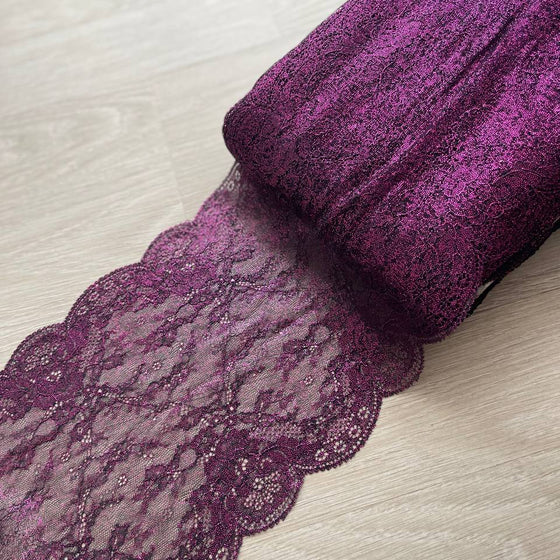 Pizzo elastico a fascia metallizzato fucsia