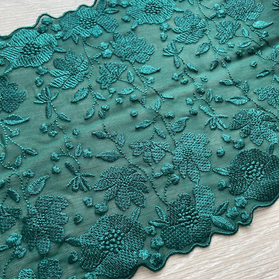 Pizzo floreale verde smeraldo