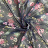 Tulle Powernet Bielastico Blu - Fantasia Fiori Colorati (145 cm) - Made in France