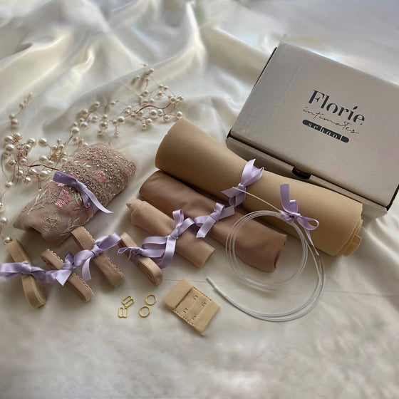 La box con tutti i materiali per il corso Basic bra modello "Venere", Florie Intimates School