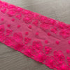 Pizzo Ricamato Alto 17 cm Rosa Fluorescente su Tulle – Vendita al Metro