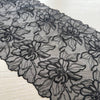 Pizzo Ricamato Floreale Nero Non Elastico