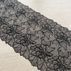 Pizzo Ricamato Floreale Nero Non Elastico