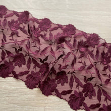  Pizzo floreale ricamato bordeaux per lingerie